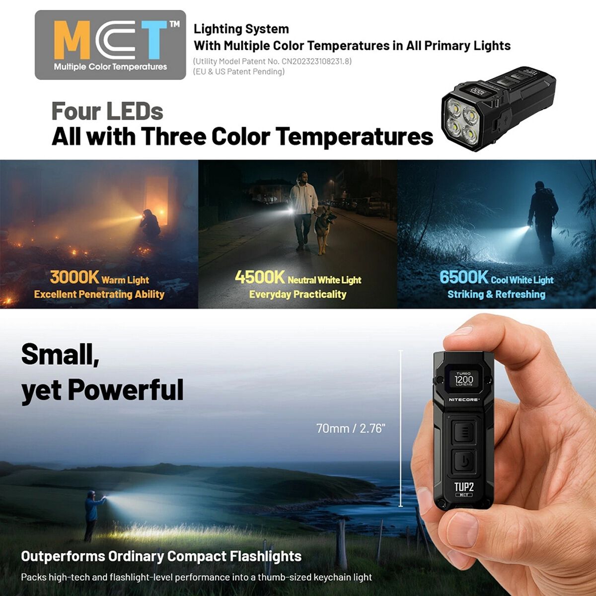 NITECORE TUP 1200 LUMEN RECHARGEABLE EDC TORCH BLACK, , scanz_hi-res