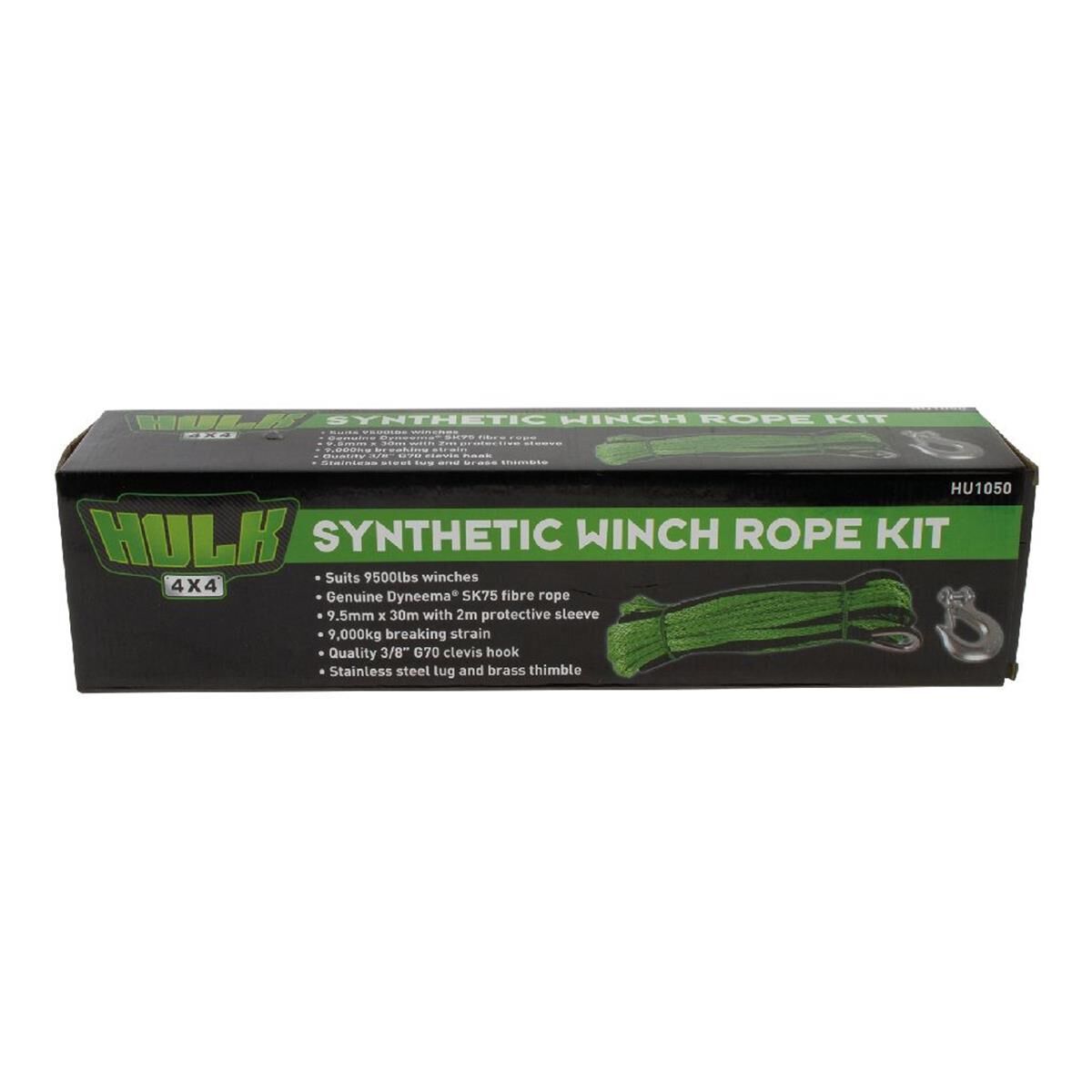 DYNEEMA SK75 ROPE 9.5mm x 30m GREEN T/S 9500lbs WINCH  HULK 4x4, , scanz_hi-res