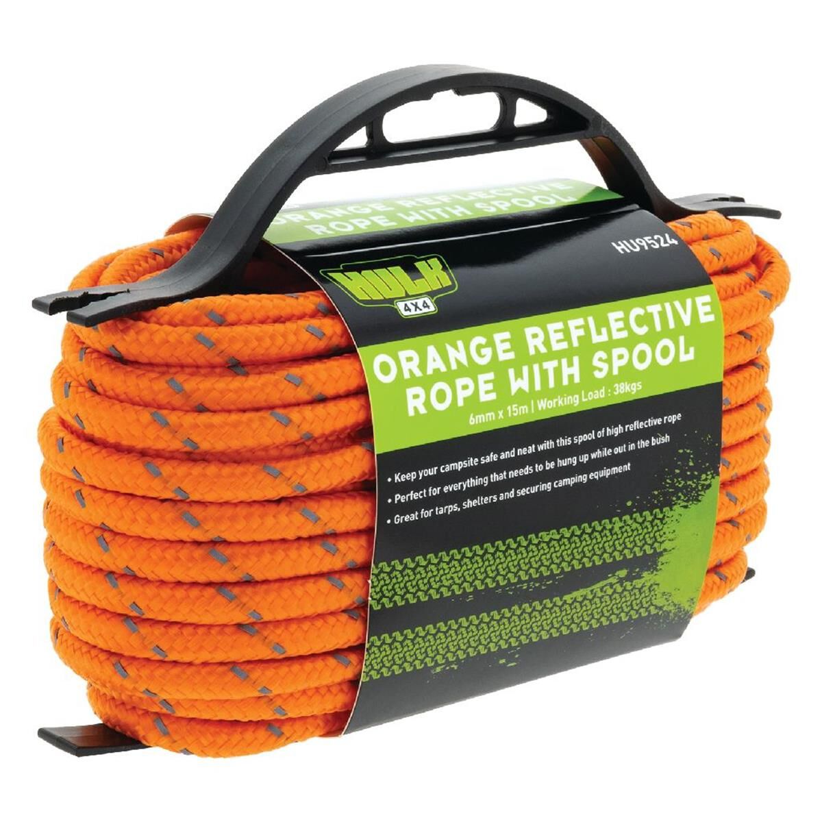 6MM*15M REFLECTIVE ROPE ORANGE WITH HIGH VIS WEAVE, , scanz_hi-res