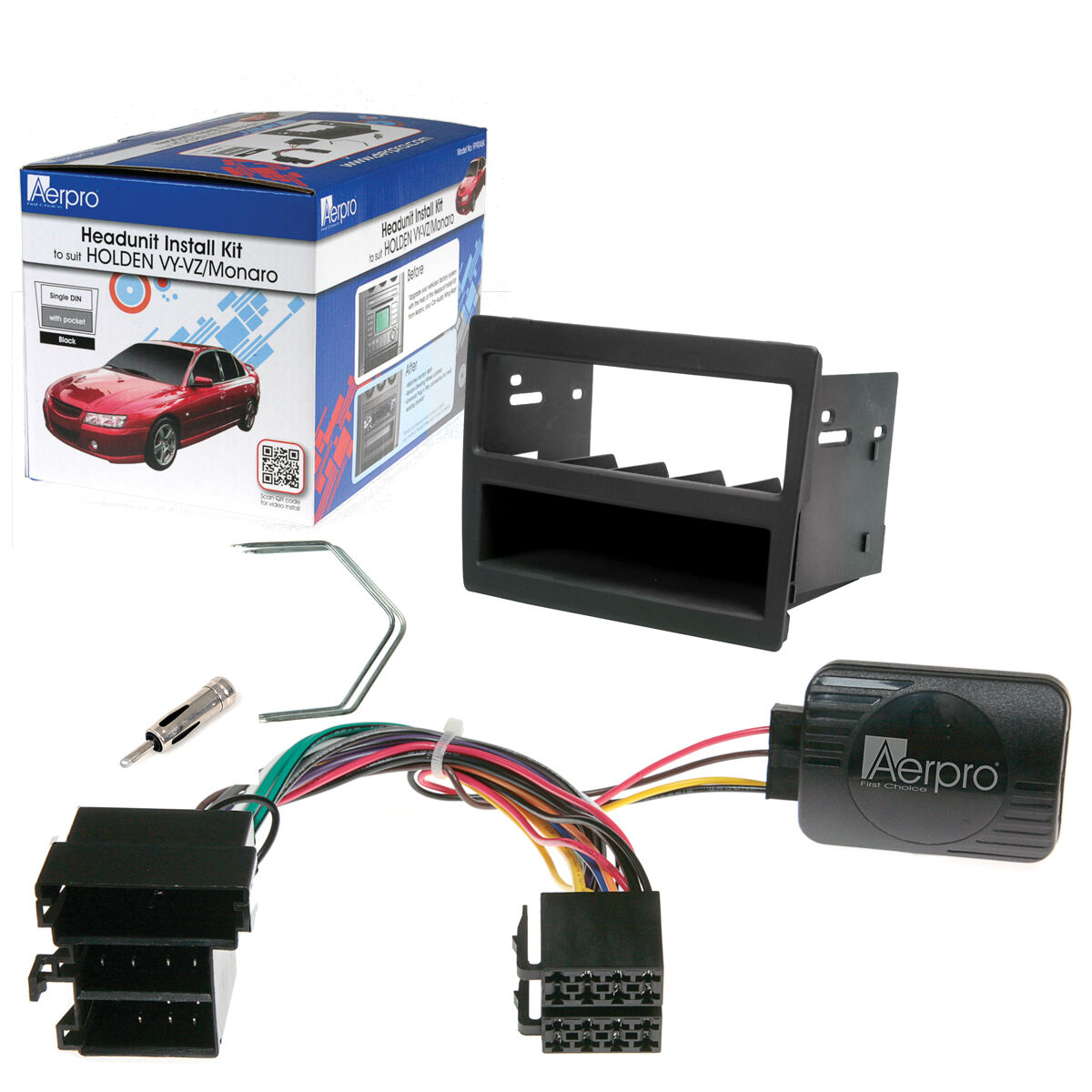 FACIA INSTALL KIT S/DIN BLACK FOR VY/VZ, , scanz_hi-res