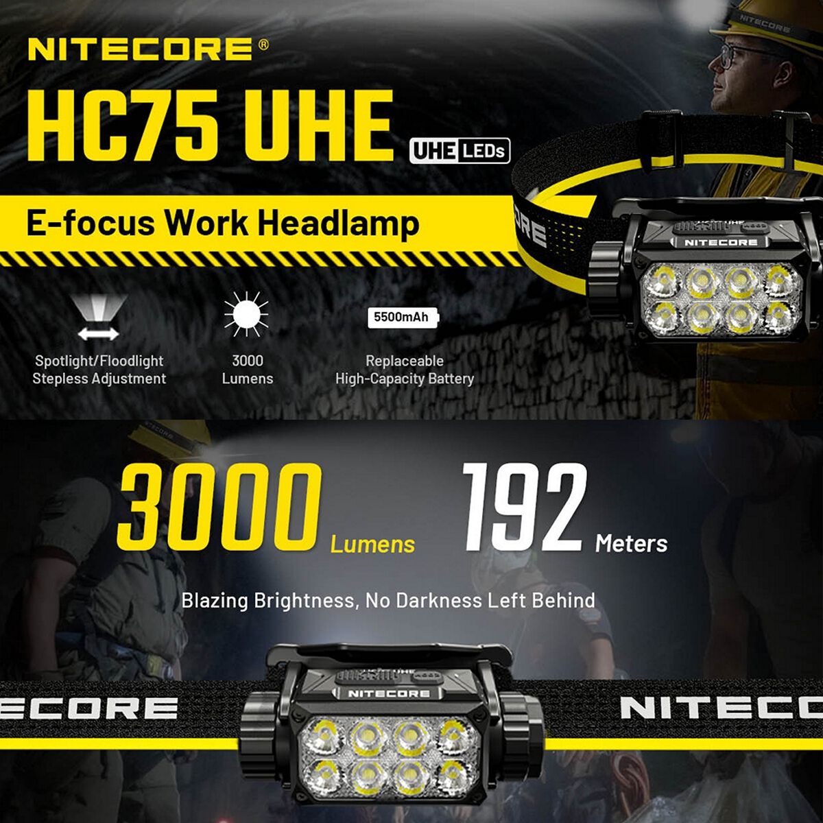 NITECORE 3000 LUMEN USB RECHARGEABLE LED HEADLAMP TORCH, , scanz_hi-res