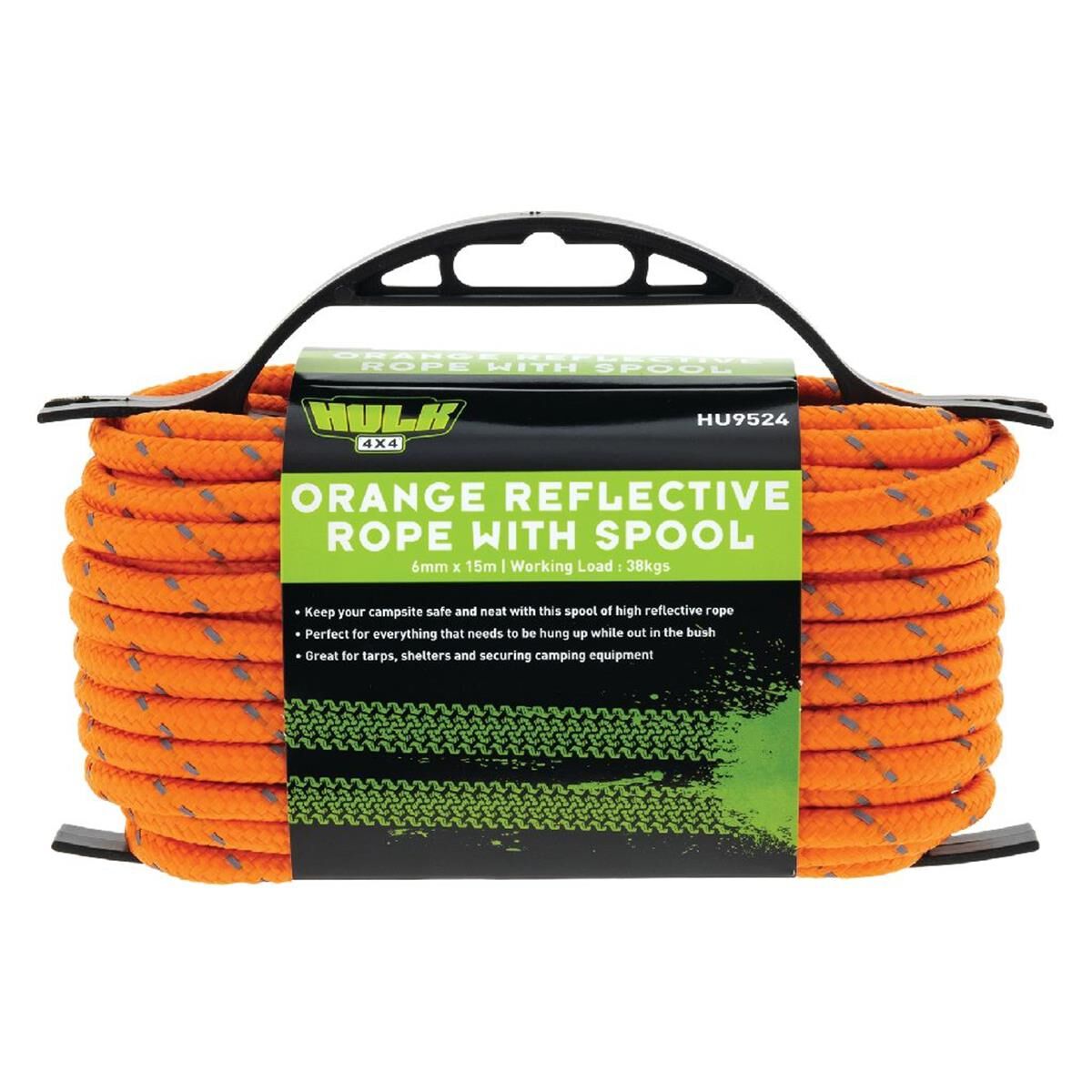 6MM*15M REFLECTIVE ROPE ORANGE WITH HIGH VIS WEAVE, , scanz_hi-res