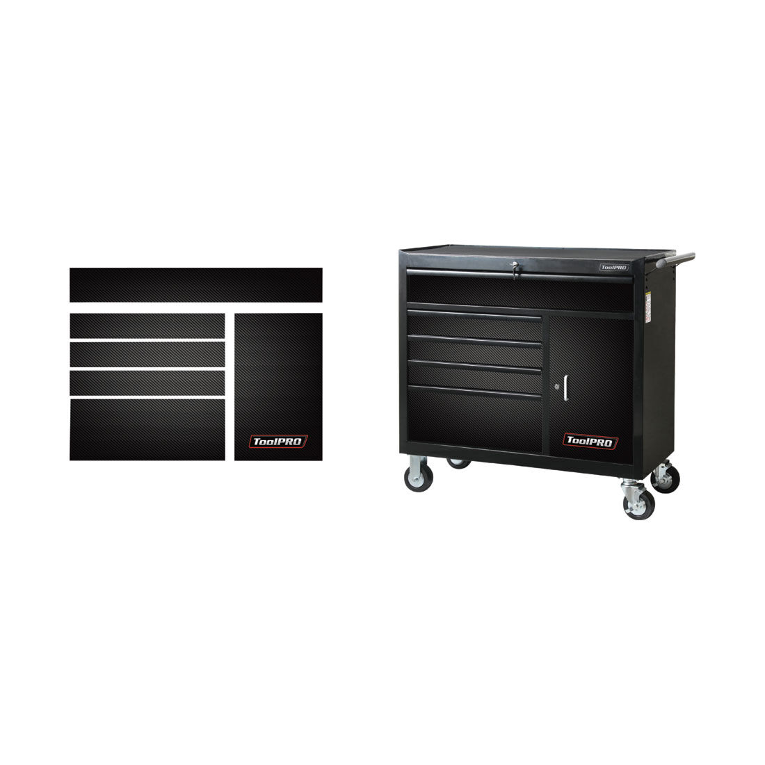 ToolPRO Tool Cabinet Magnet Fascia Set - Black Carbon Fibre, Suits 41" Cabinet, , scanz_hi-res
