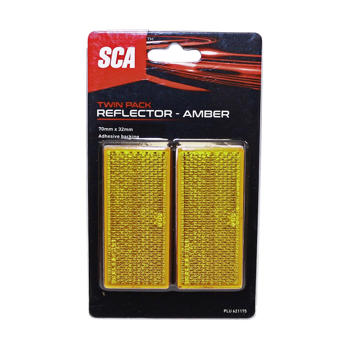 SCA Reflector Twin Pack Rectangular Amber 70 x 32mm, , scanz_hi-res