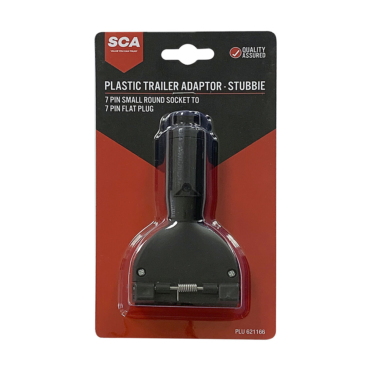 SCA Trailer Adaptor 7 Pin Small Round Socket To 7 Pin Flat Plug Stubbie, , scanz_hi-res