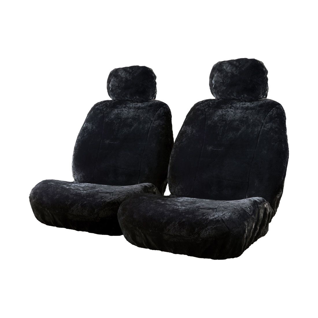 Silver CLOUDLUX Sheepskin Seat Covers - Black Adjustable Headrests Size 30 Front Pair Airbag Compatible, , scanz_hi-res
