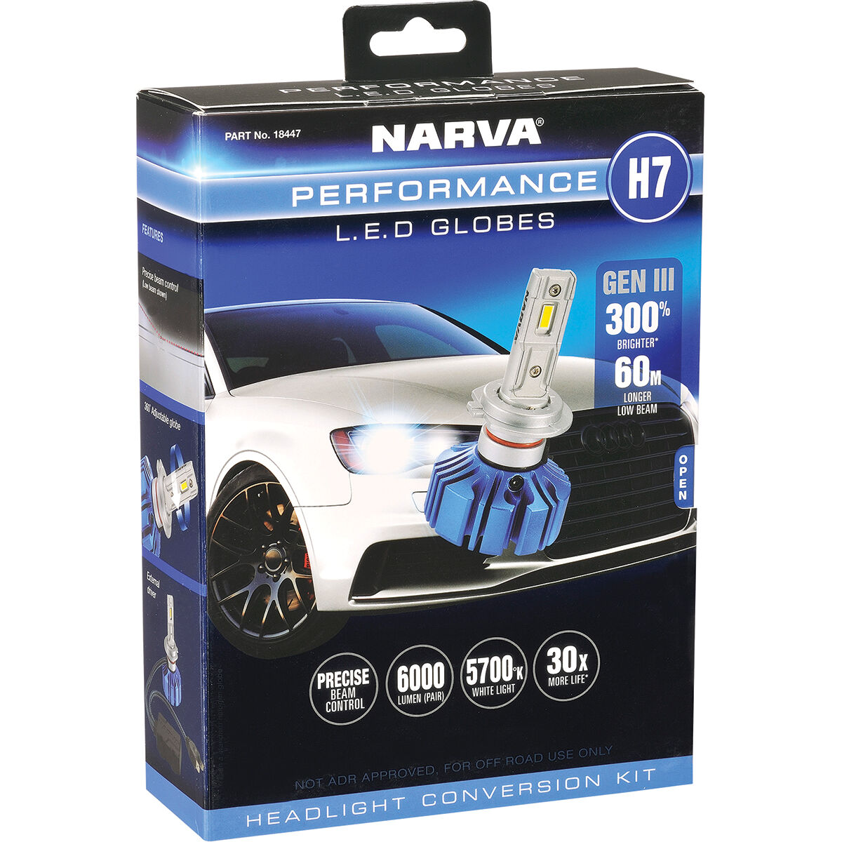 Narva Gen III LED Headlight Globes - H7 12/24V, 18447, , scanz_hi-res
