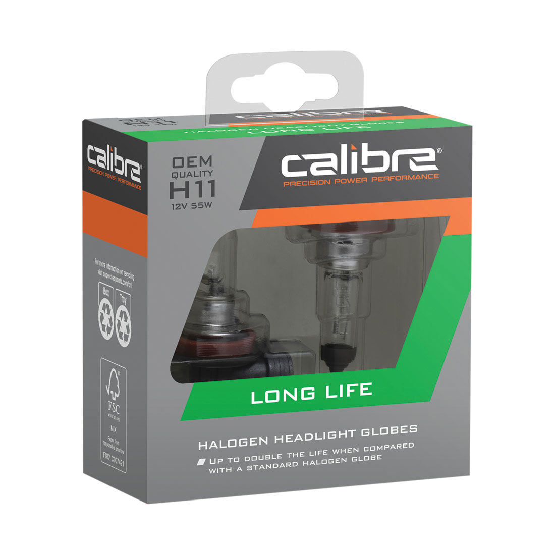 Calibre Long Life Headlight Globes - H11, 12V 55W, CALLH11, , scanz_hi-res