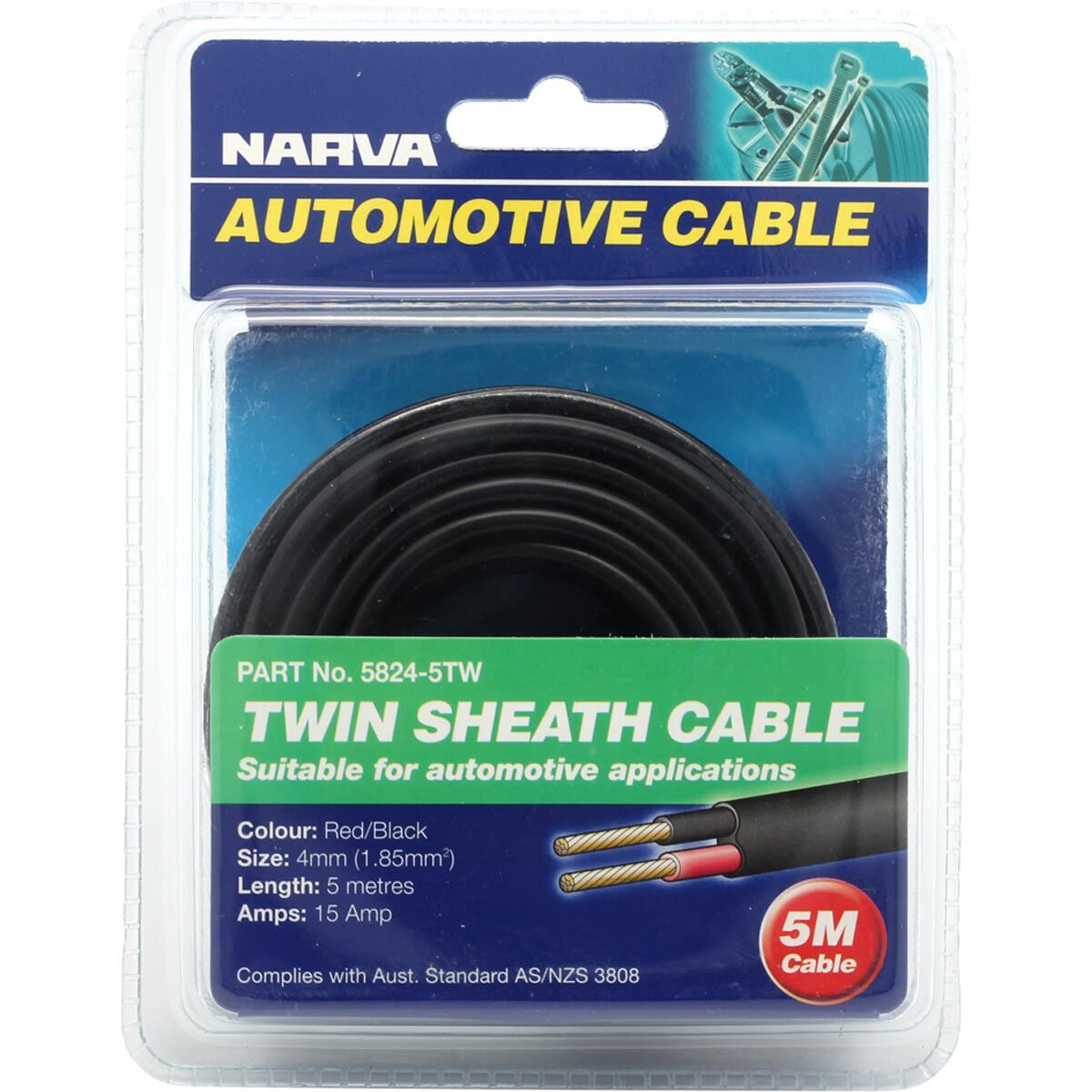 Narva Automotive Cable Twin Sheath 5 Metres 15 AMP, , scanz_hi-res