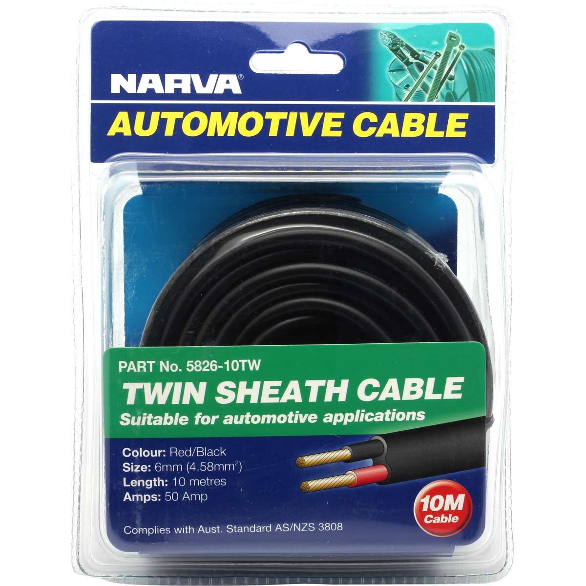 Narva Automotive Cable Twin Sheath 10 metres 50 AMP, , scanz_hi-res