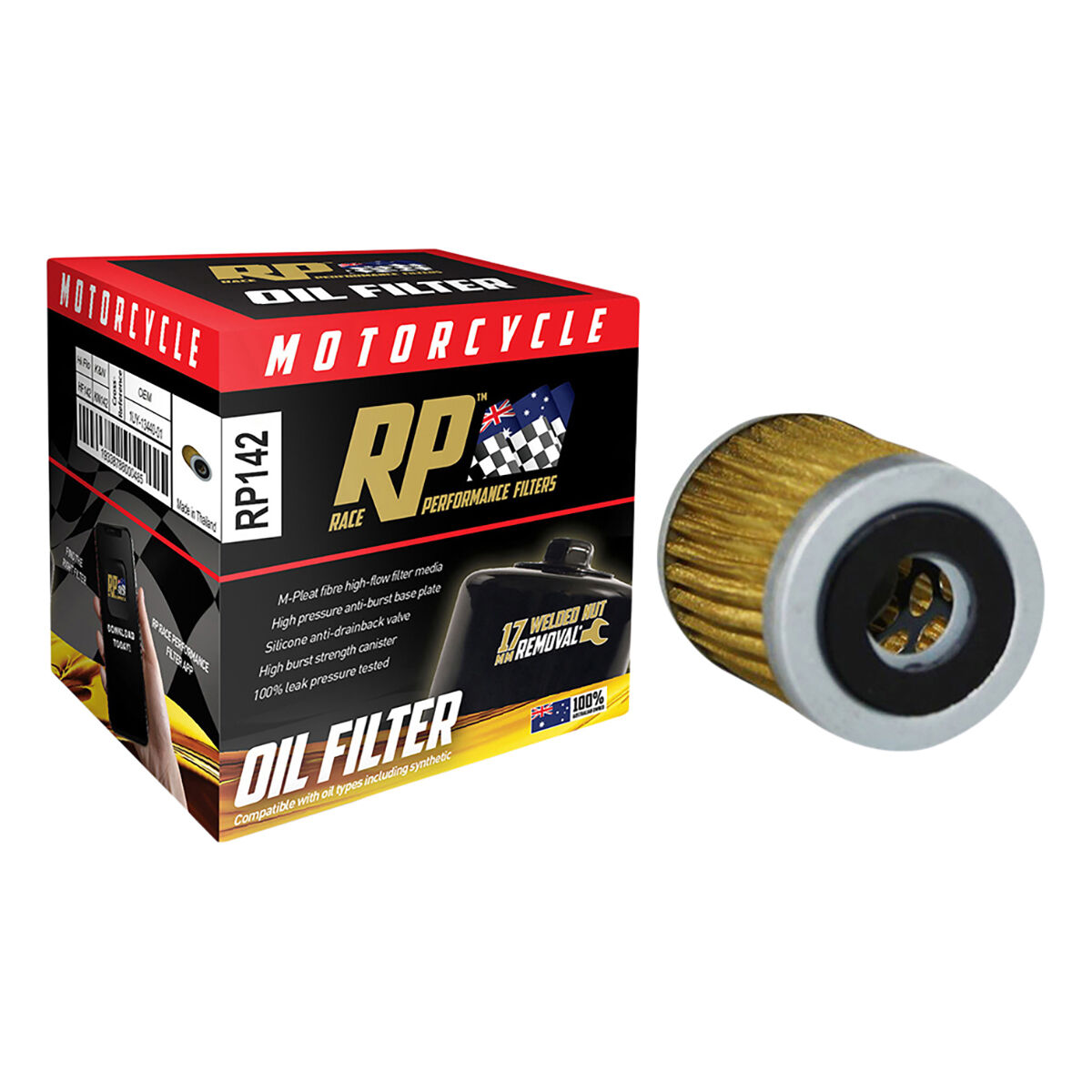 Race Performance Motorcycle Oil Filter RP142, , scanz_hi-res