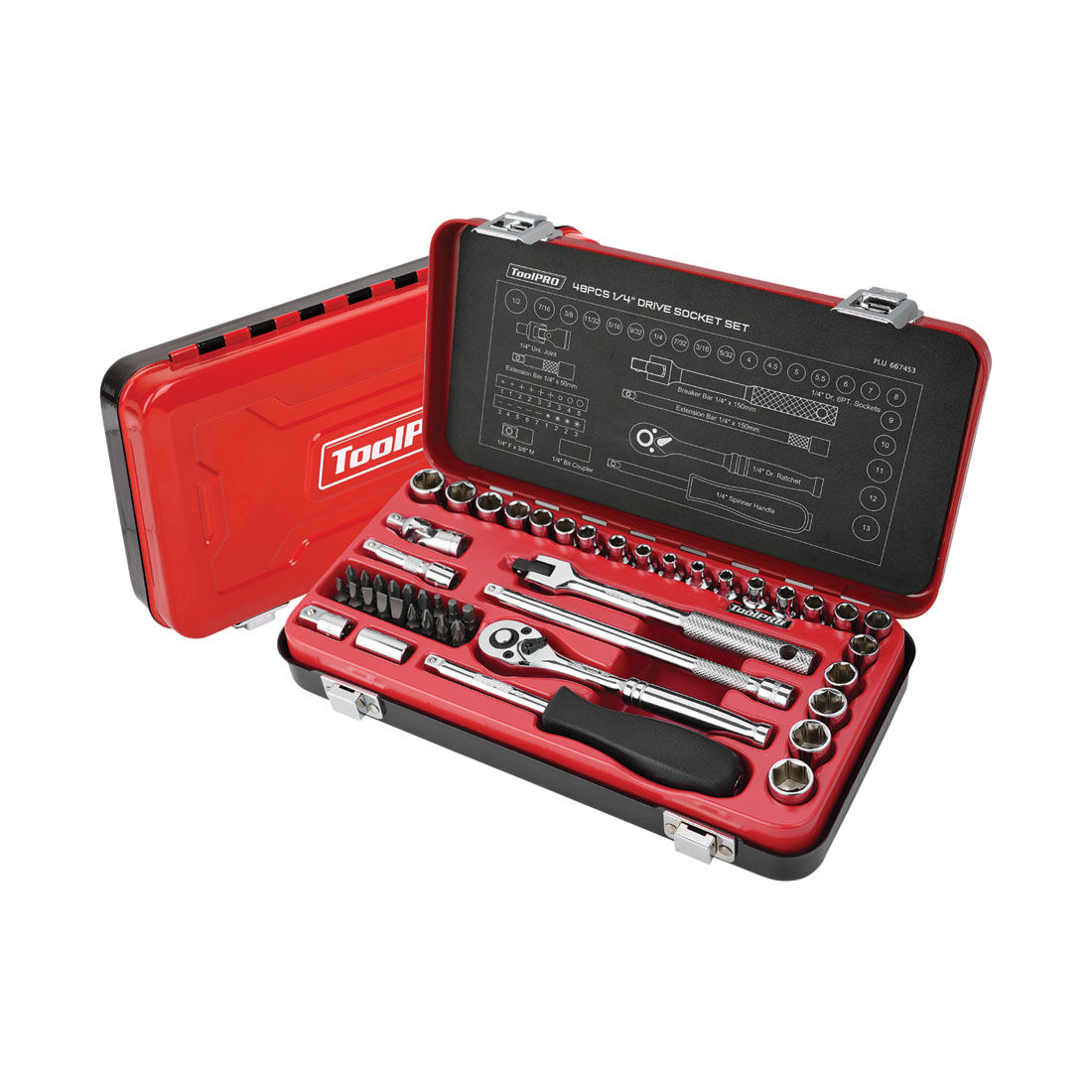 ToolPRO Socket Set 1/4" Drive Metric/SAE 48 Piece, , scanz_hi-res