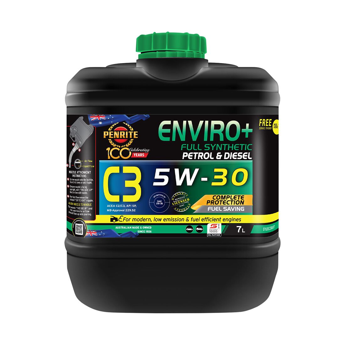 Penrite Enviro+ C3 Engine Oil 5W-30 7 Litre, , scanz_hi-res