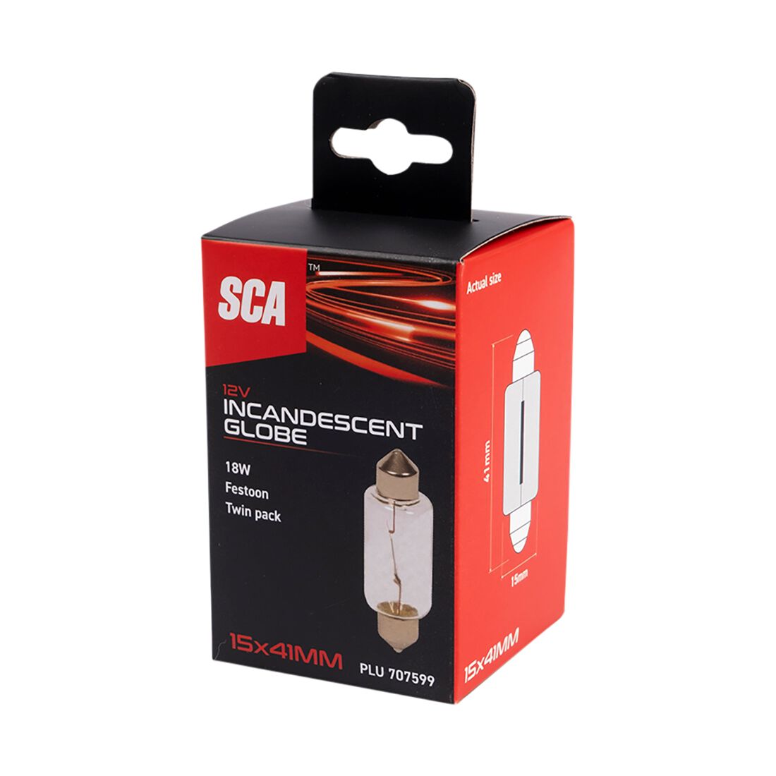 SCA Incandescent Globe - 15x41MM 12V 18W - 2 Pack, , scanz_hi-res