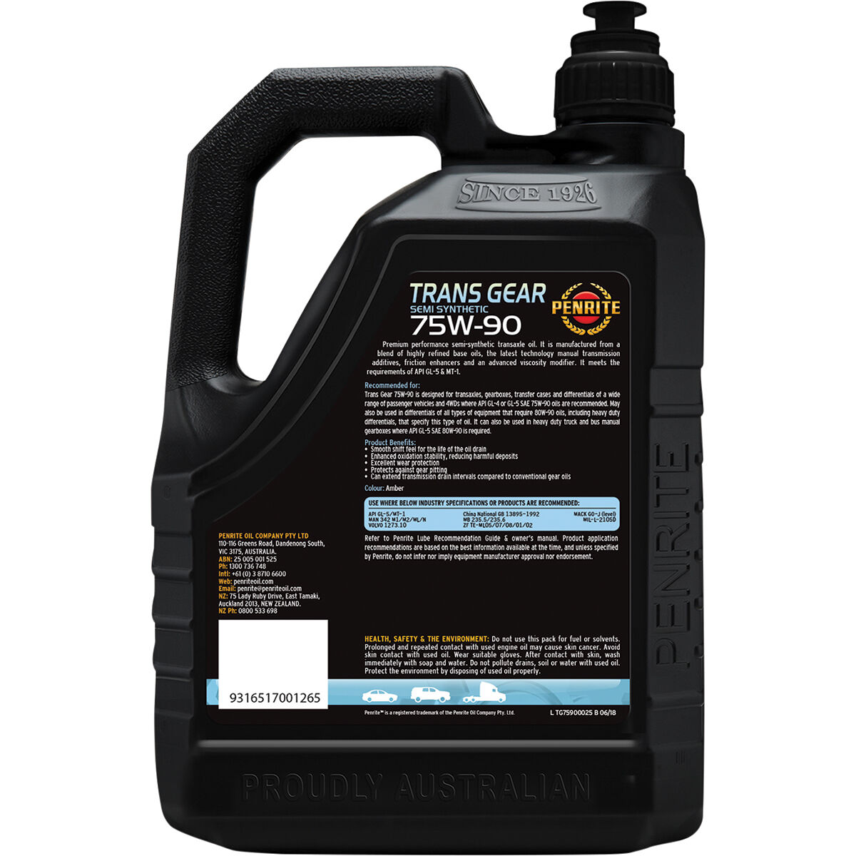 Penrite Trans Gear Oil - 75W-90 2.5 Litre, , scanz_hi-res