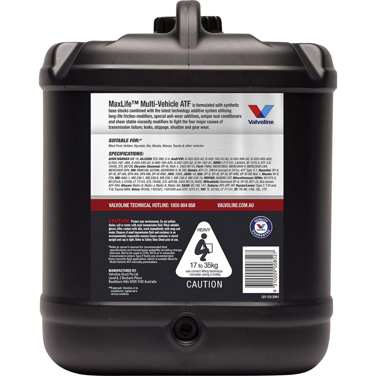 Valvoline Maxlife Multi-Vehicle ATF 20 Litre, , scanz_hi-res