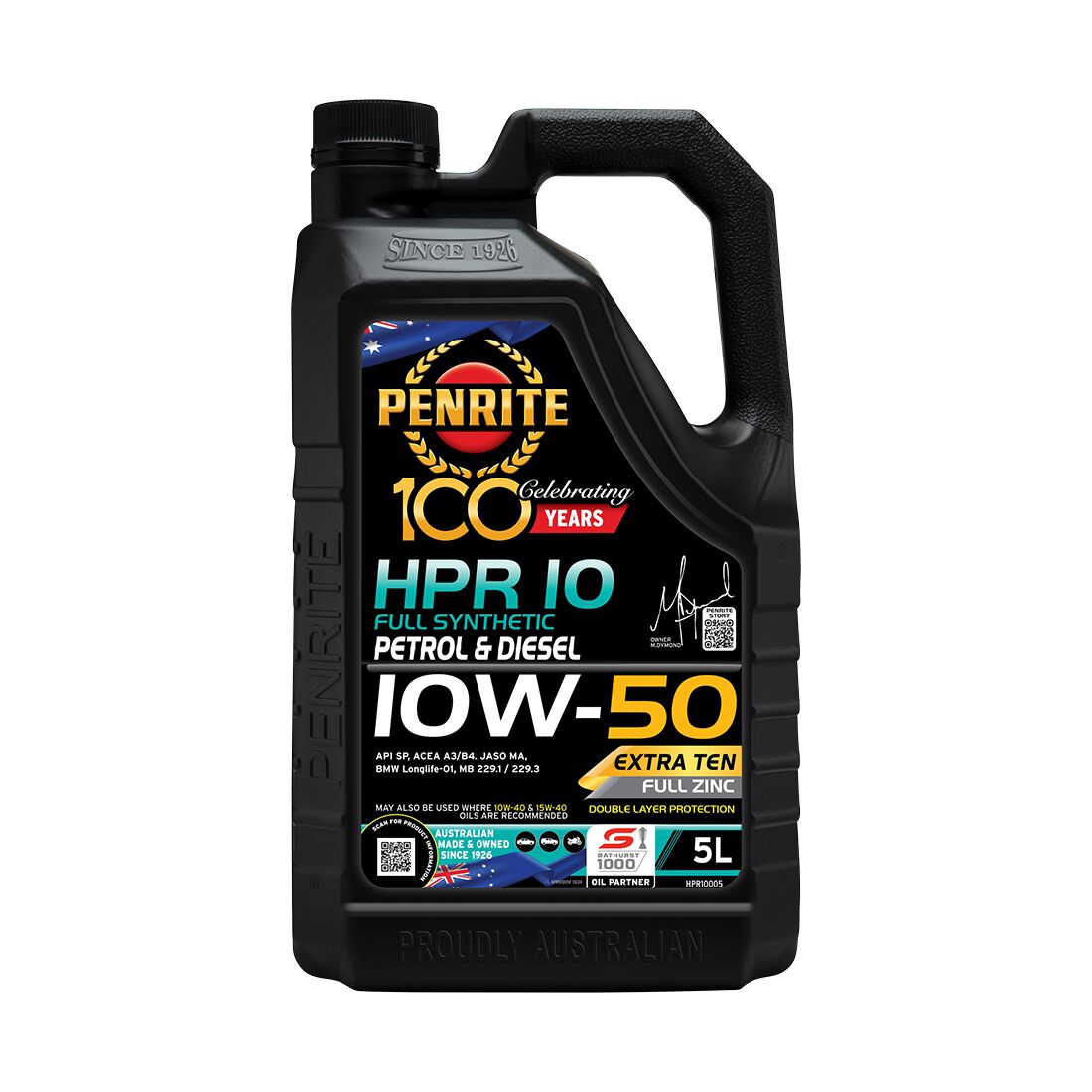 Penrite HPR 10 Engine Oil - 10W-50, 5 Litre, , scanz_hi-res
