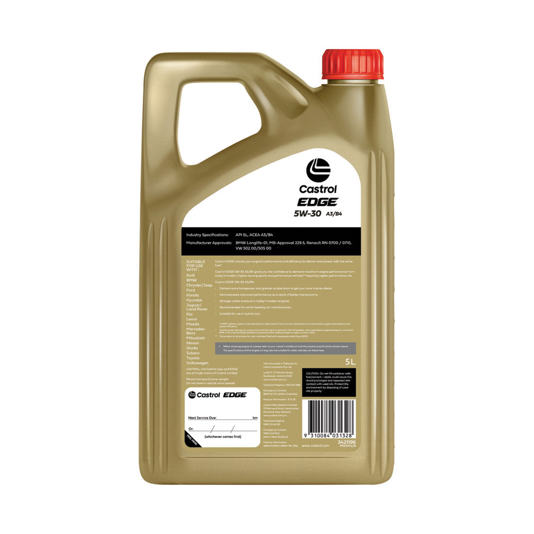 Castrol EDGE Engine Oil - 5W-30, A3/B4, 5 Litres, , scanz_hi-res