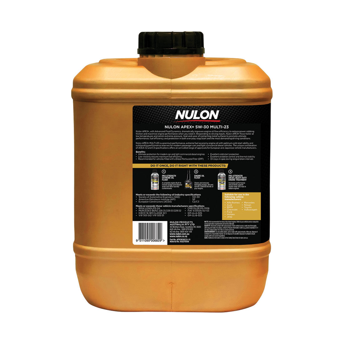 Nulon Full Synthetic Apex+ Multi 23 Engine Oil 5W-30 10 Litre, , scanz_hi-res
