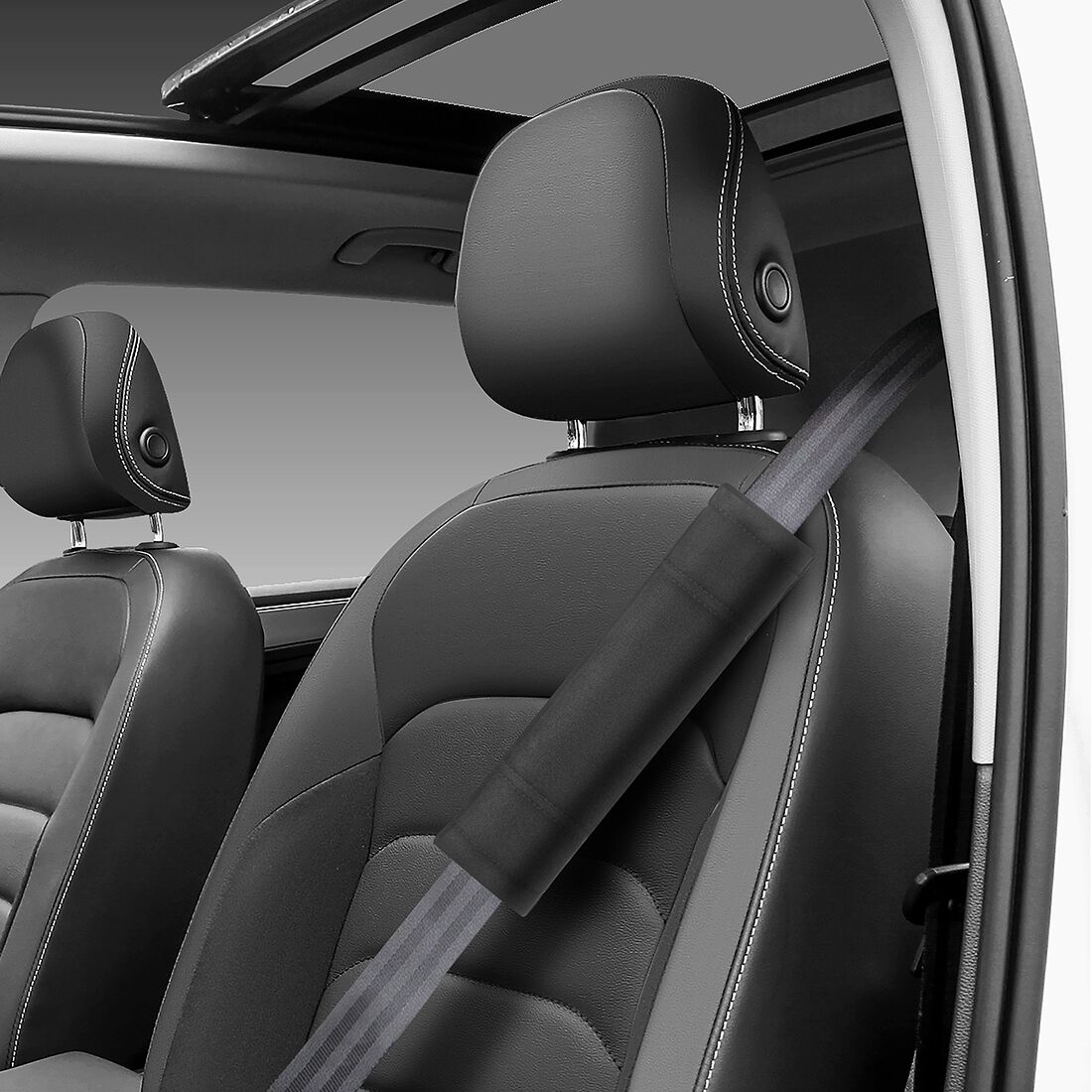 SCA Seat Belt Buddies Suede & Velour Black Pair, , scanz_hi-res