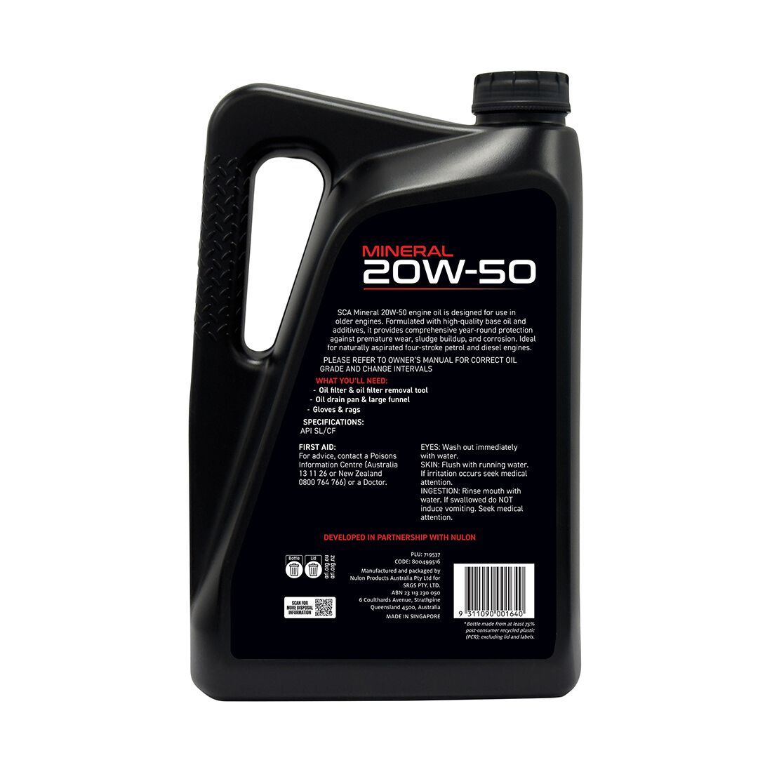 SCA Mineral Engine Oil 20W-50 5 Litre, , scanz_hi-res