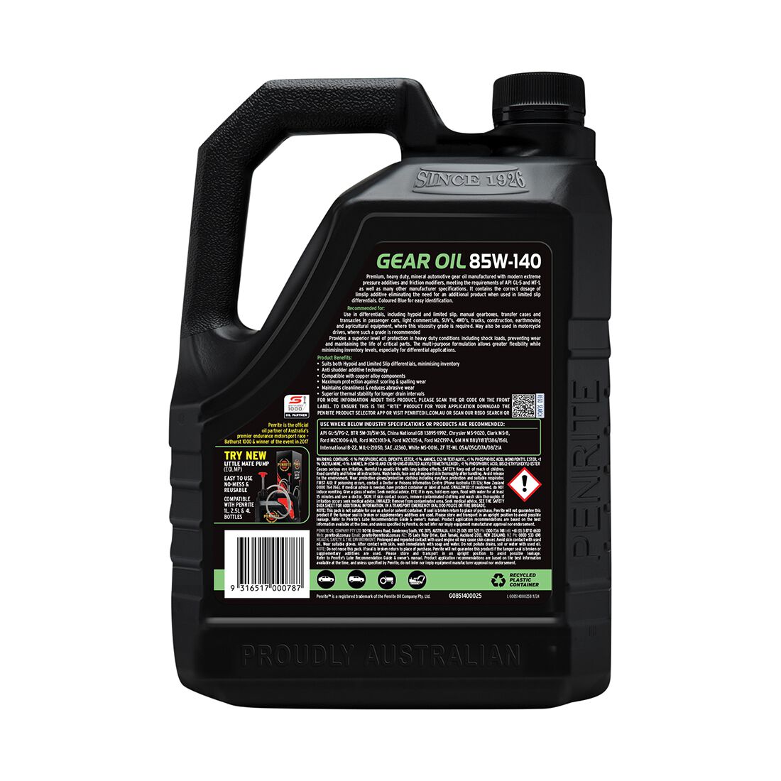 Penrite Gear Oil - 85W-140, 2.5 Litre, , scanz_hi-res