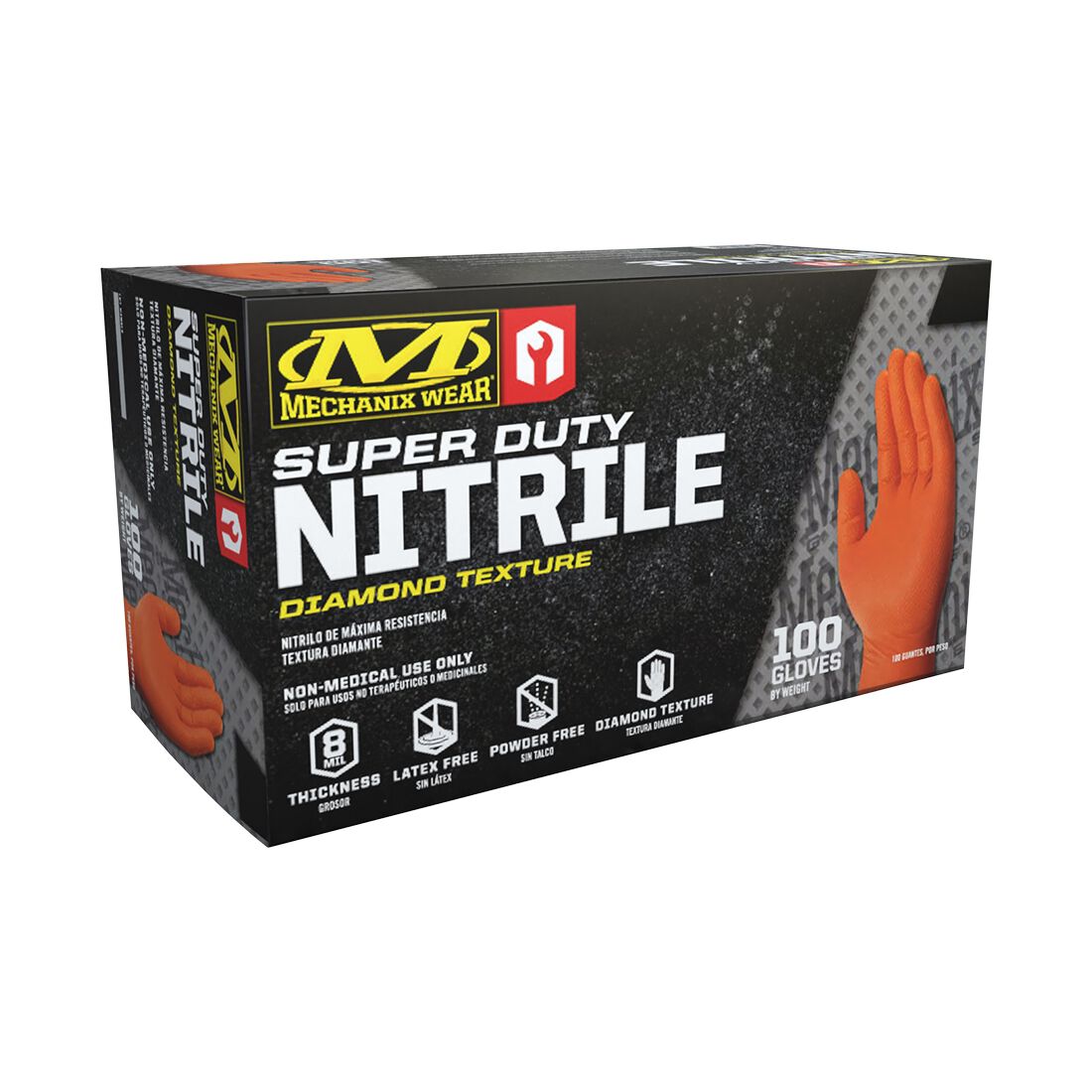 Mechanix Wear Orange Nitrile Disposable Gloves 100pk Med, , scanz_hi-res