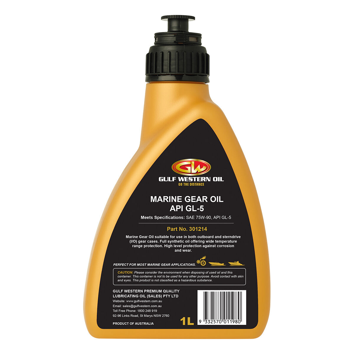 Gulf Western Marine Gear Oil Full Synthetic 75W-90 1 Litre, , scanz_hi-res