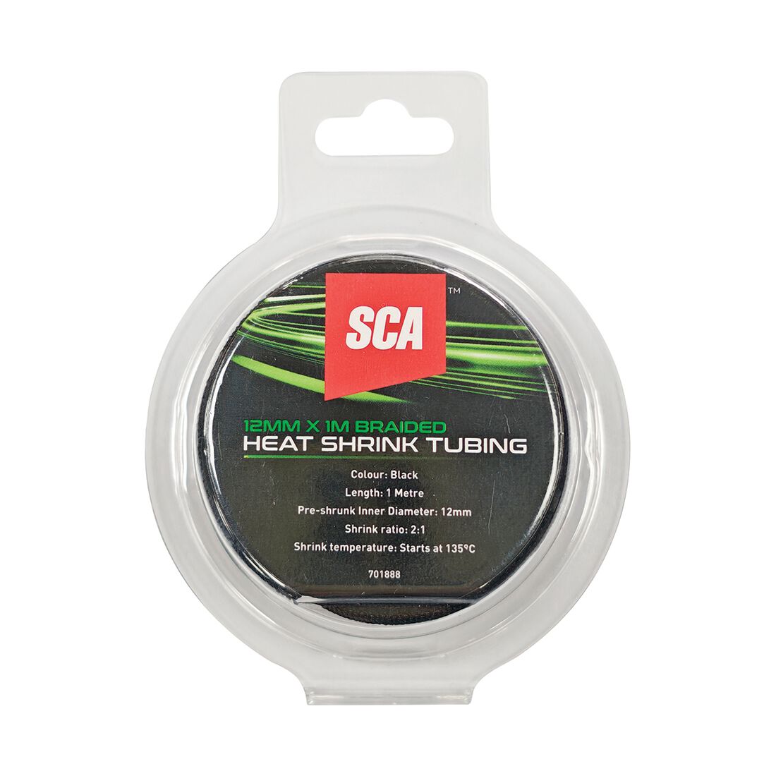 SCA Braided Heat Shrink Tubing Black 12mm x 1m, , scanz_hi-res
