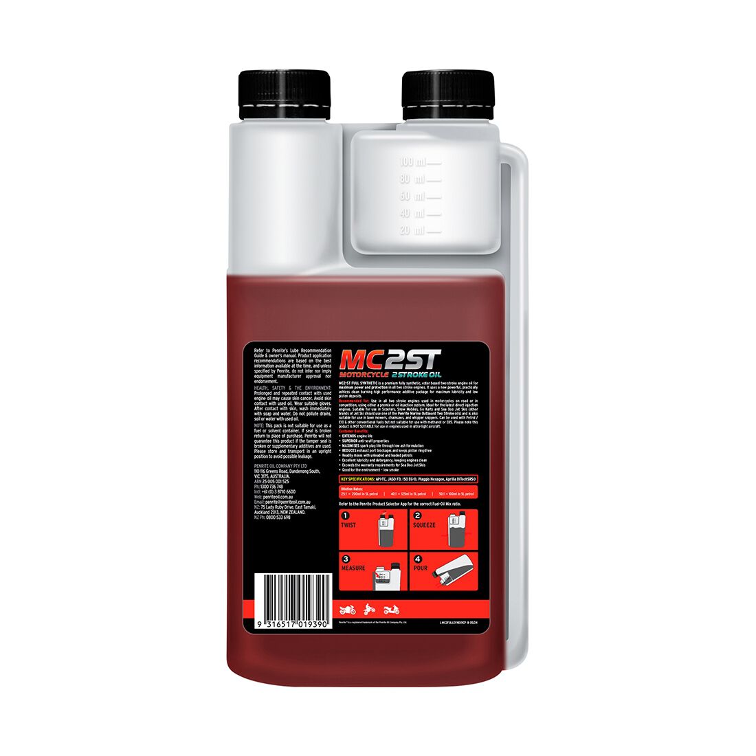 Penrite MC-2 Synthetic Motorcycle Oil - 1 Litre, , scanz_hi-res