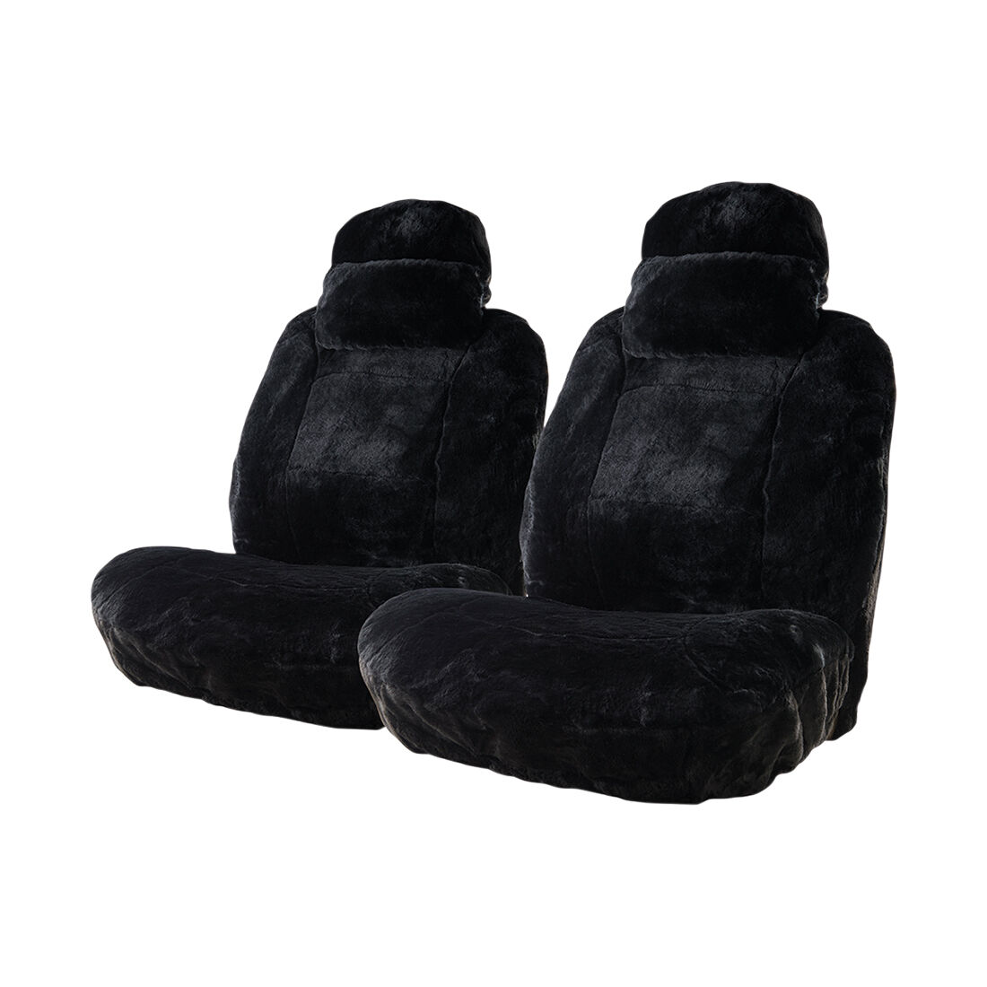 Platinum CLOUDLUX Sheepskin Seat Covers - Black Adjustable Headrests Size 30 Front Pair Airbag Compatible, , scanz_hi-res