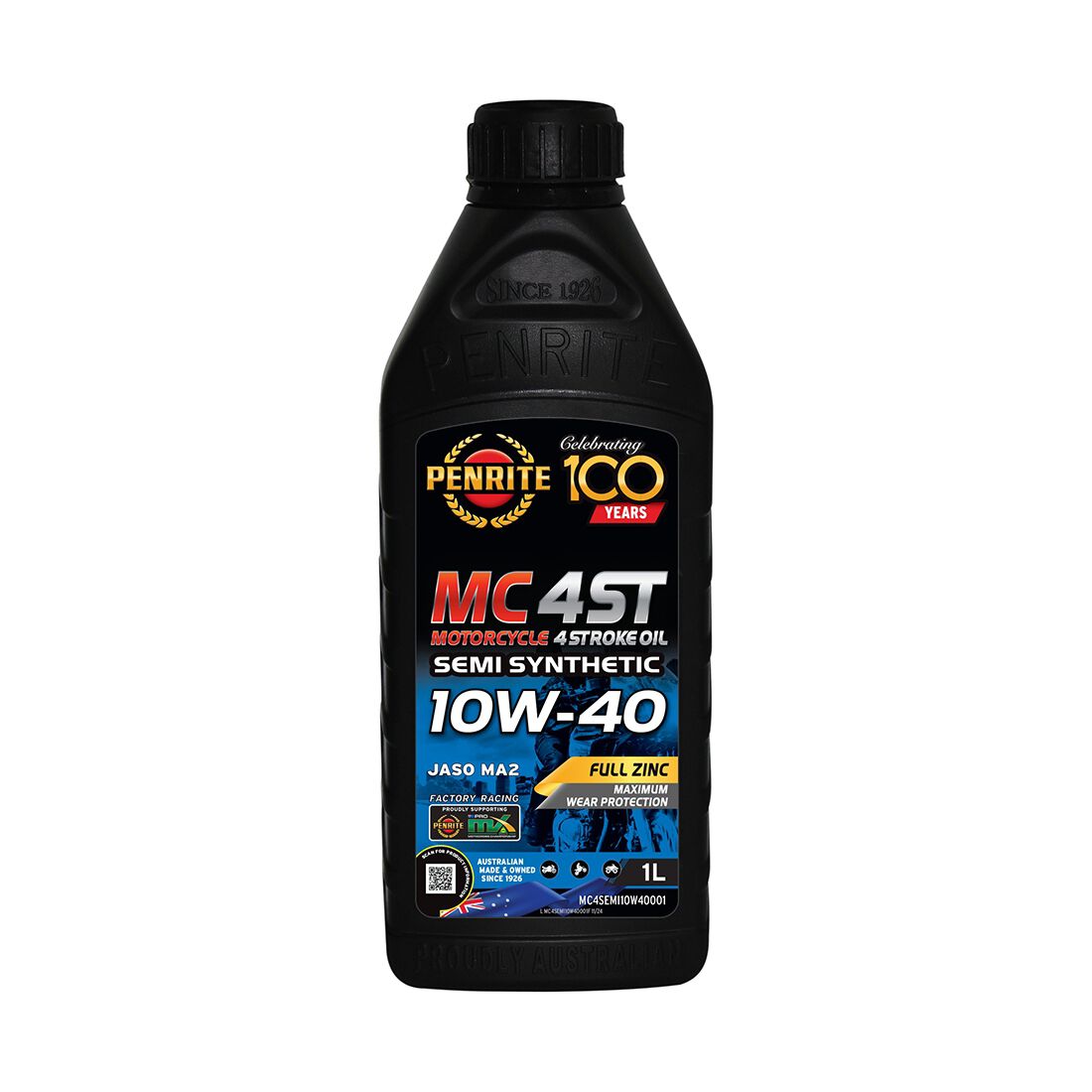 Penrite MC-4ST Semi Synthetic Motorcycle Oil 10W-40 1 Litre, , scanz_hi-res