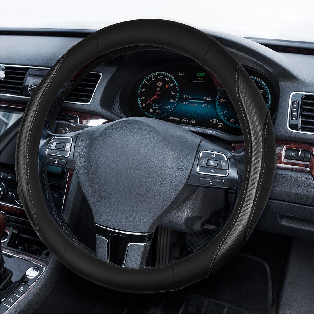 SCA Steering Wheel Cover Sports Leather Look Black, , scanz_hi-res