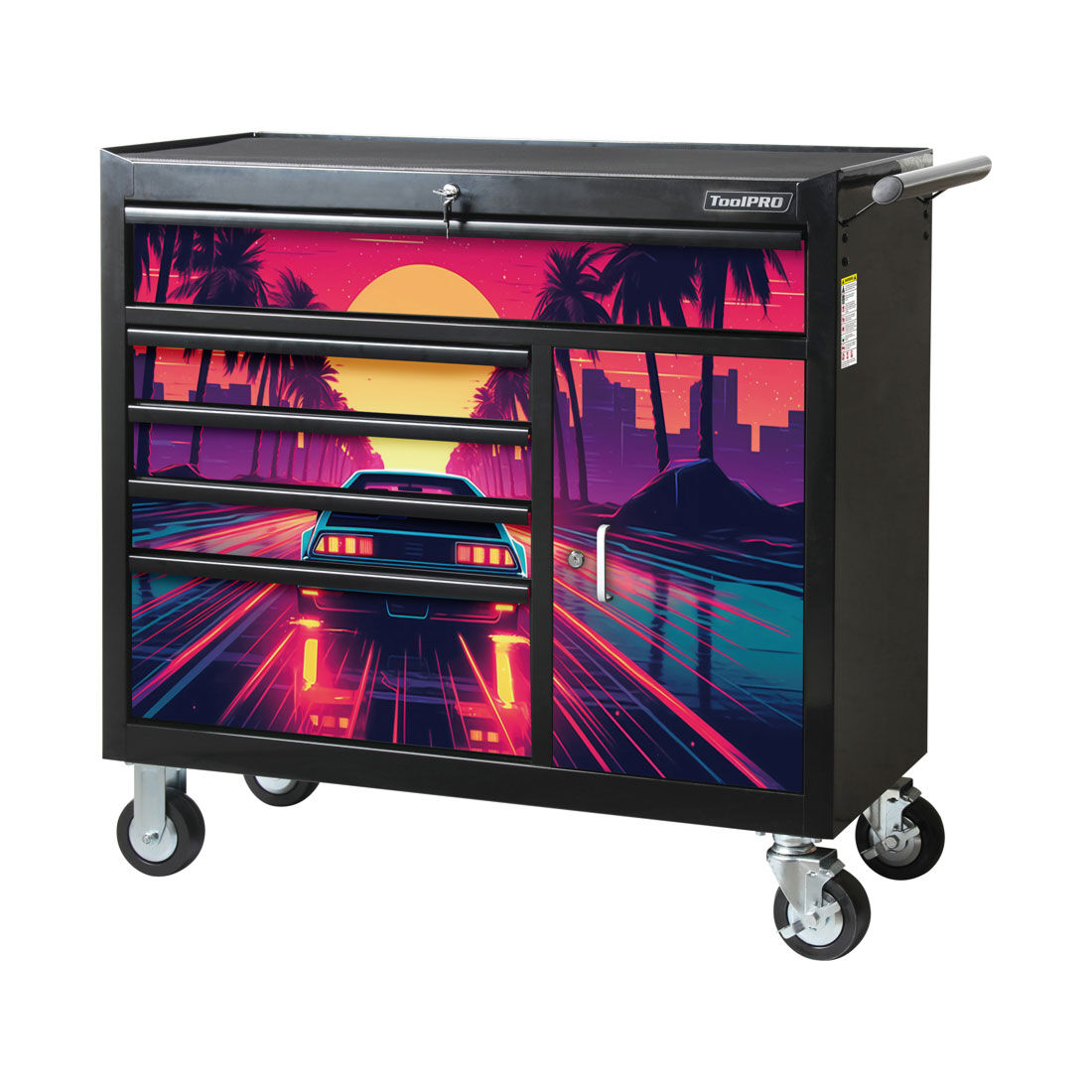 ToolPRO Tool Cabinet Magnet Fascia Set - Retro Synth Sunset, Suits 41" Cabinet, , scanz_hi-res
