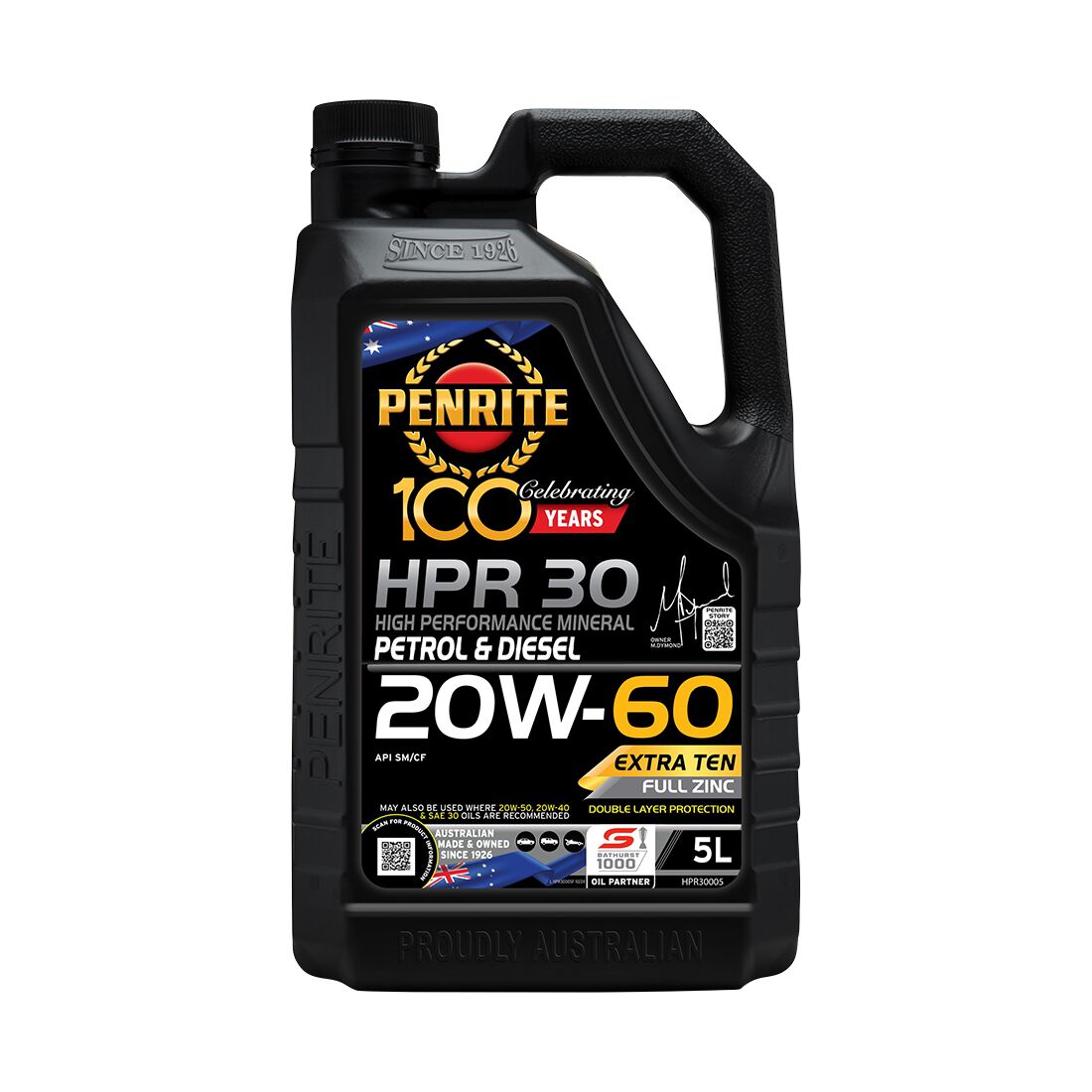 Penrite HPR 30 Engine Oil - 20W-60, 5 Litre, , scanz_hi-res