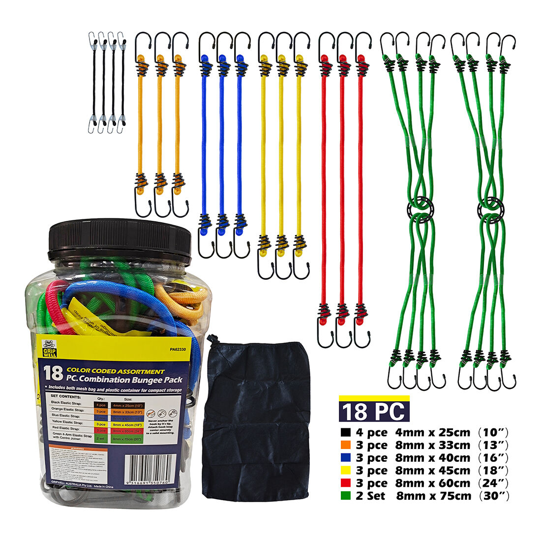 Gripwell Assorted Elastic Straps 18 pack, , scanz_hi-res