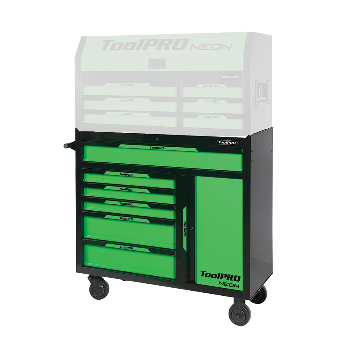 ToolPRO Neon Tool Cabinet Green 6 Drawer 42 Inch, , scanz_hi-res