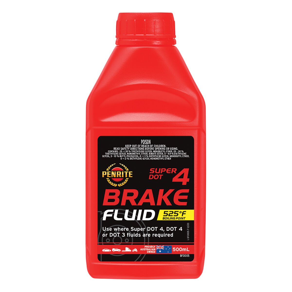 Penrite Brake Fluid Super DOT4 500mL, , scanz_hi-res
