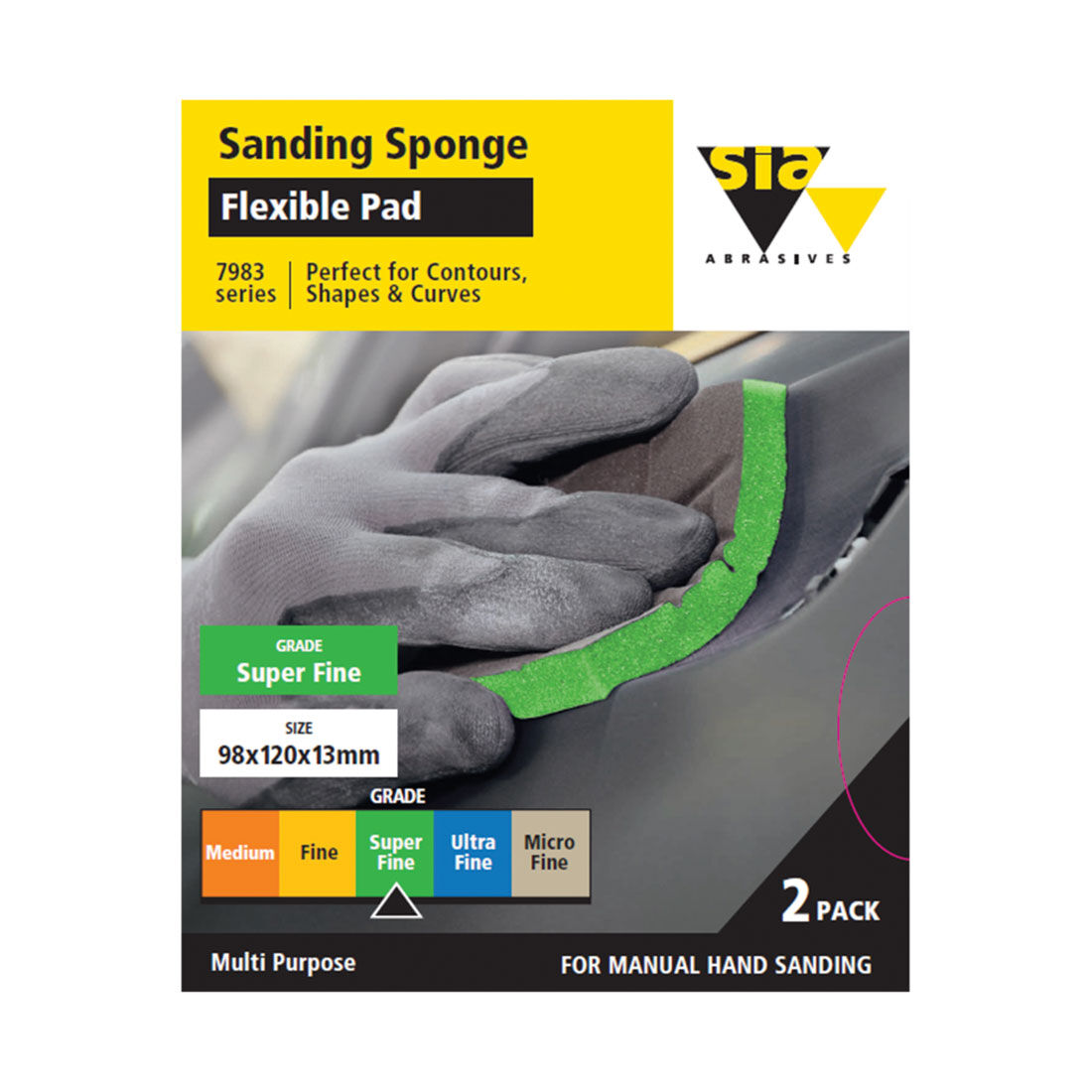 SIA Abrasives Sanding Pad 2 Pack Superfine - Siasponge 7983, , scanz_hi-res
