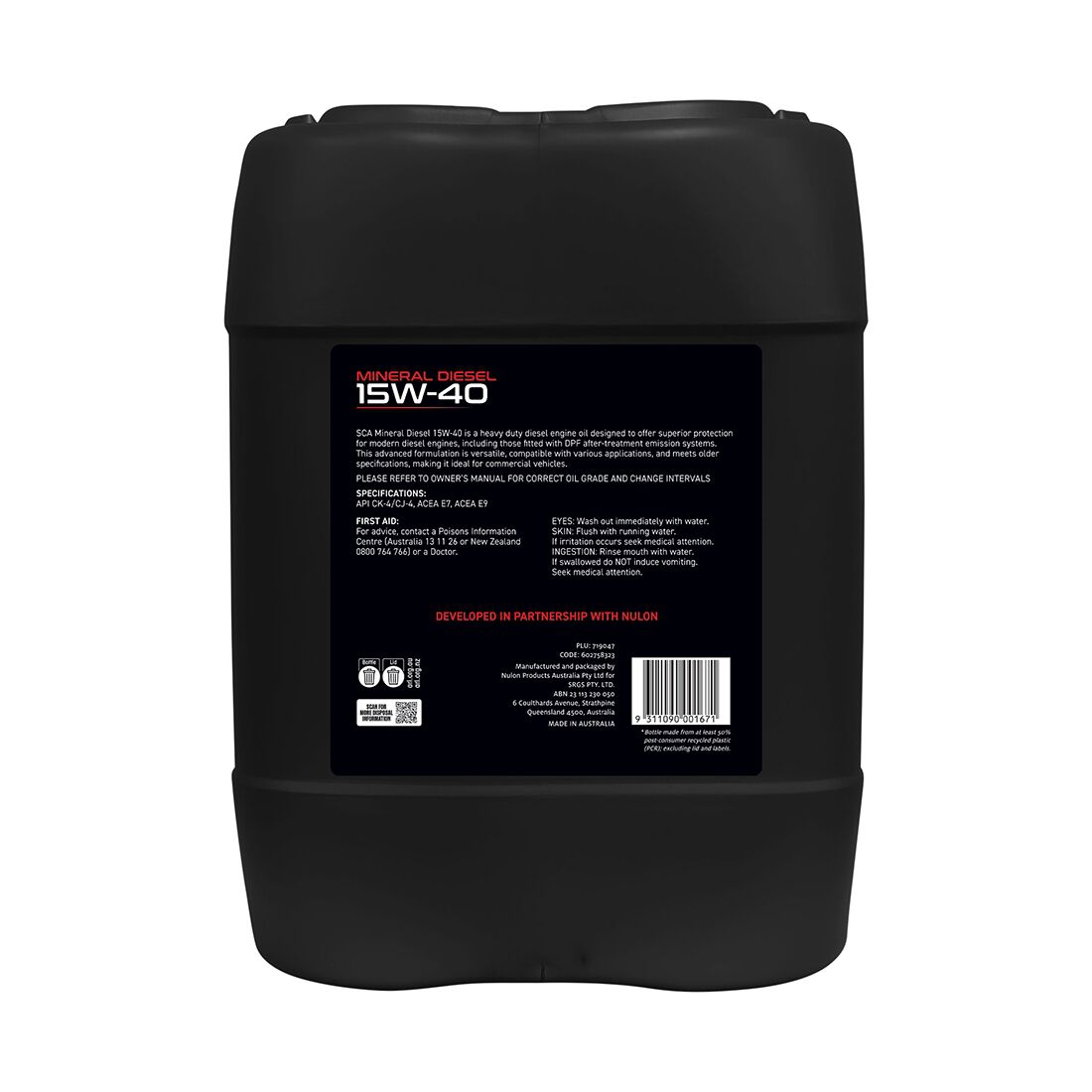 SCA Mineral Diesel Engine Oil 15W-40 20 Litre, , scanz_hi-res