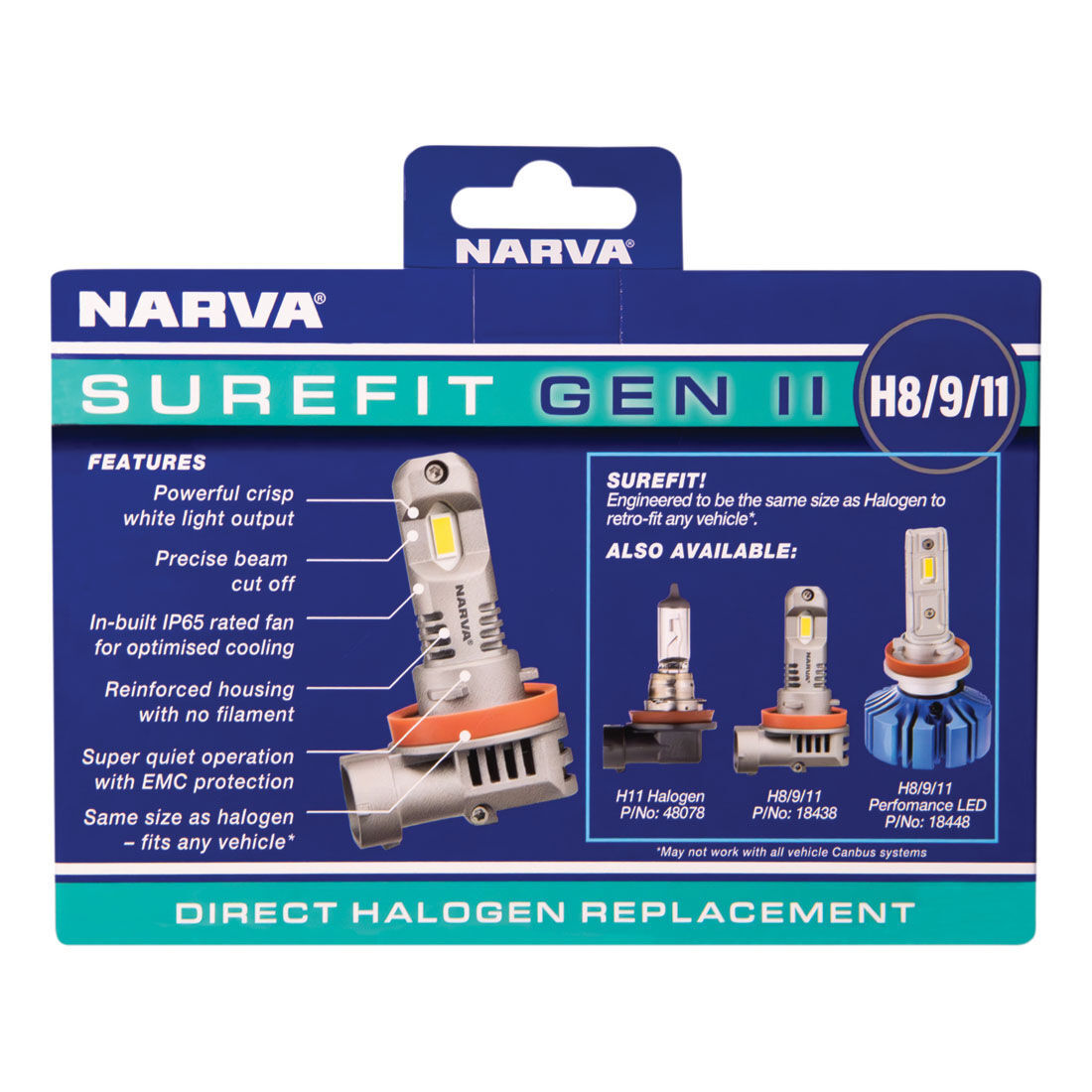 Narva Surefit LED Headlight Globes H8/9/11, , scanz_hi-res
