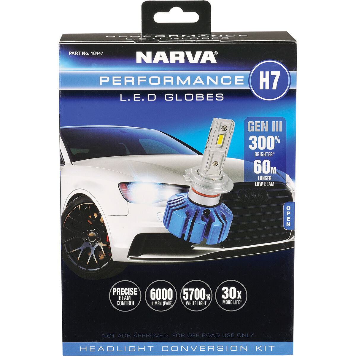 Narva Gen III LED Headlight Globes - H7 12/24V, 18447, , scanz_hi-res