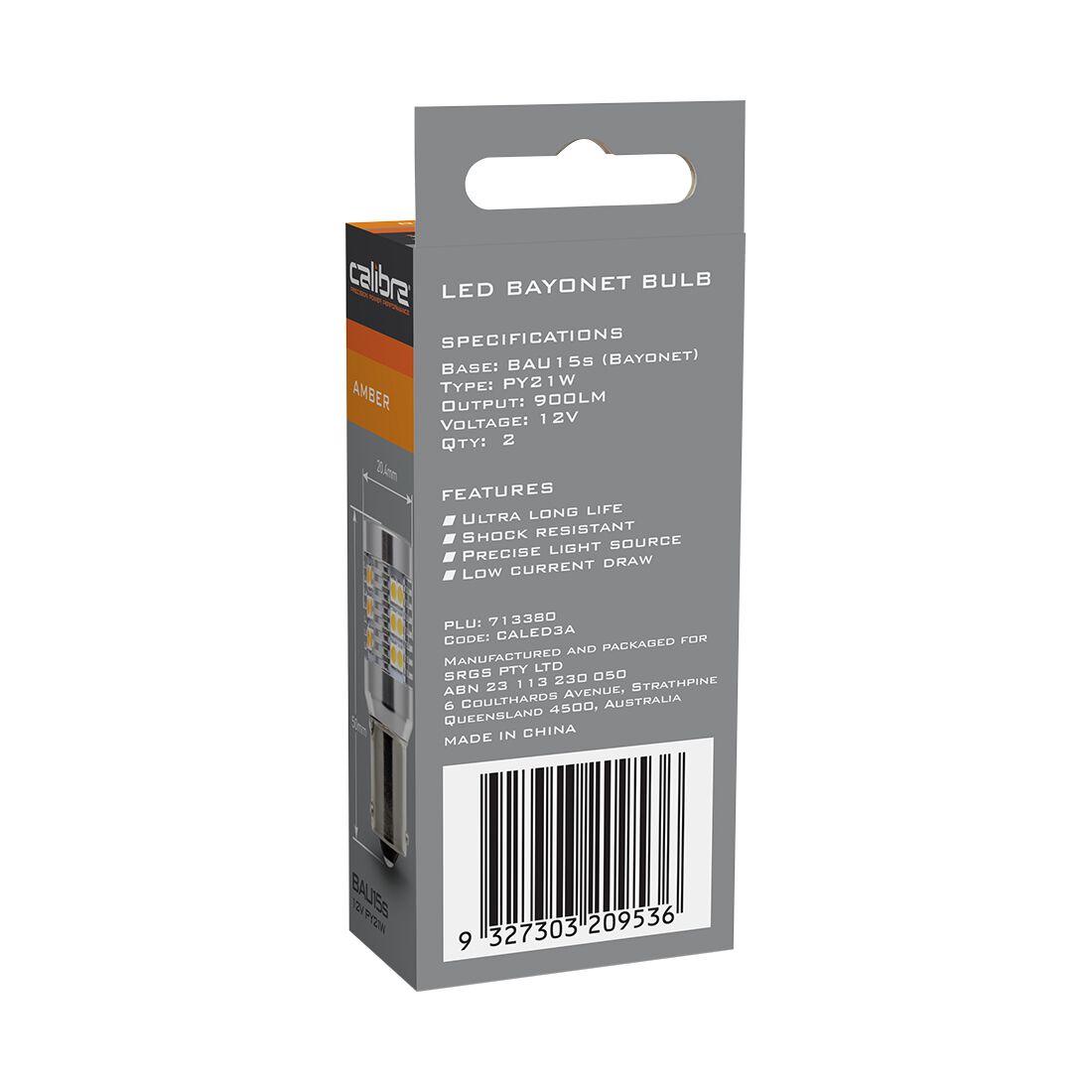 Calibre Automotive Globes - LED Amber Bayonet 12V, PY21W, BAY15S, , scanz_hi-res