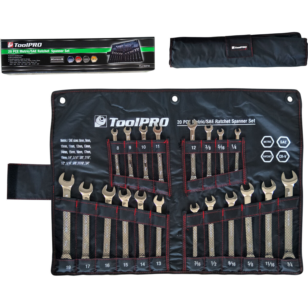 ToolPRO Ratchet Spanner Set 20 Piece, , scanz_hi-res