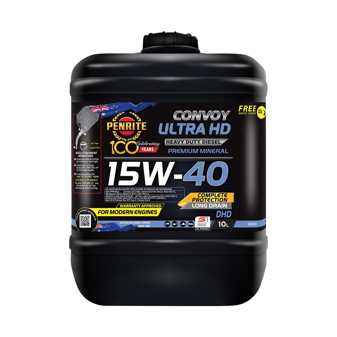 Penrite Convoy Diesel Ultra HD Engine Oil - 15W-40 10 Litre, , scanz_hi-res