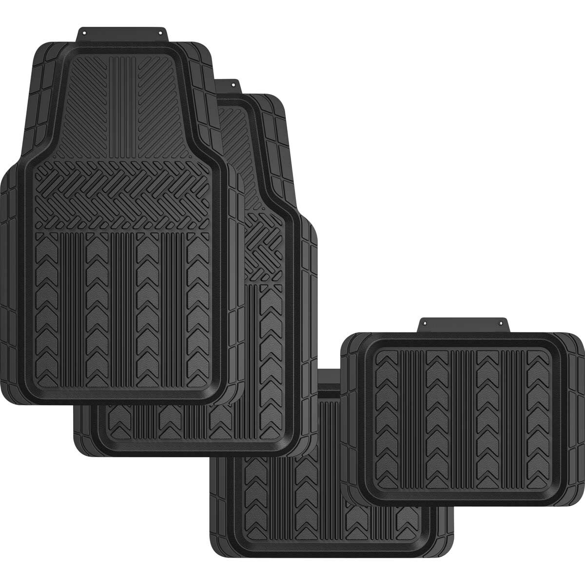 SCA Tread PVC Car Floor Mats - Set of 4, Black, , scanz_hi-res