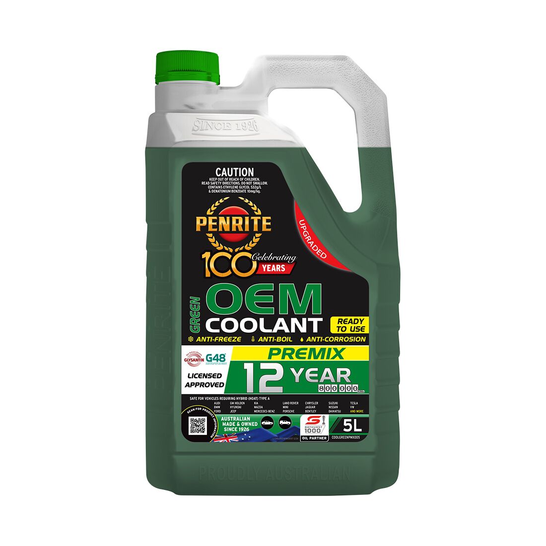 Penrite Green Long Life Anti Freeze / Anti Boil Coolant Premix - 5 Litres, , scanz_hi-res