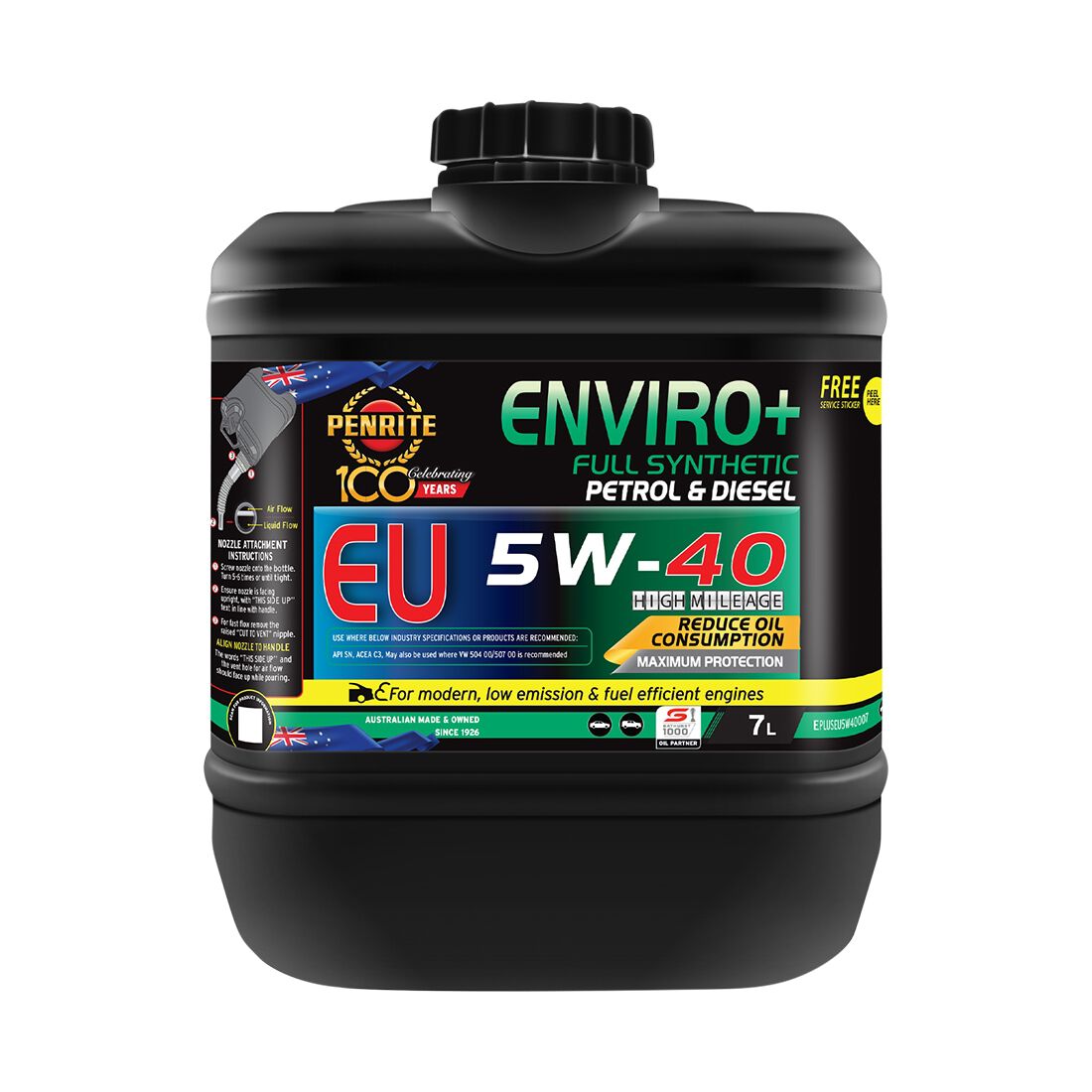 Penrite Enviro+ EU Engine Oil - 5W-40 7 Litre, , scanz_hi-res