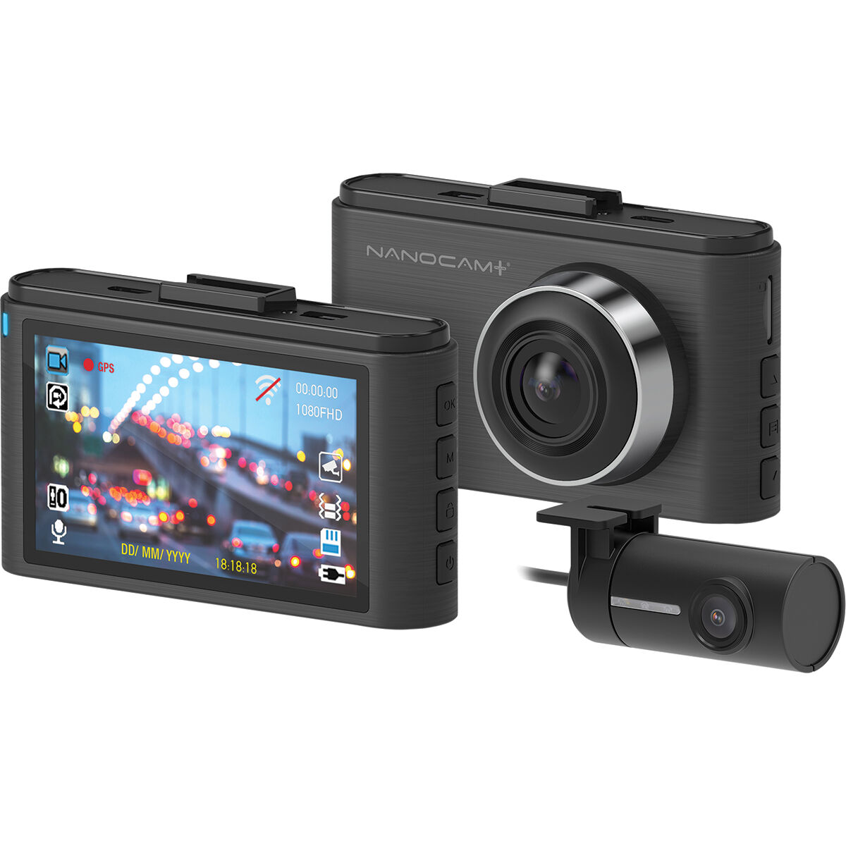 Nanocam+ 1080p FHD Front and Rear Dash Cam WiFi & Super Capacitor NCP-DVRW2S, , scanz_hi-res