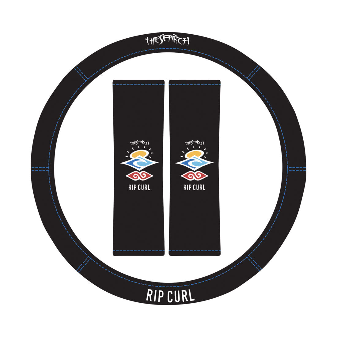 Rip Curl The Search Neoprene Steering Wheel Cover & Seat Belt Buddie Set Black, , scanz_hi-res